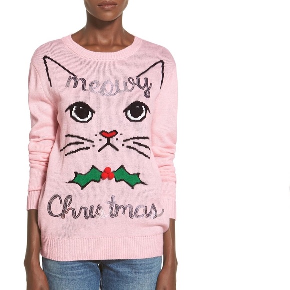 Ten Sixty Sherman Sweaters - Ten Sixty Sherman | “Meowy Christmas” Sweater Pink